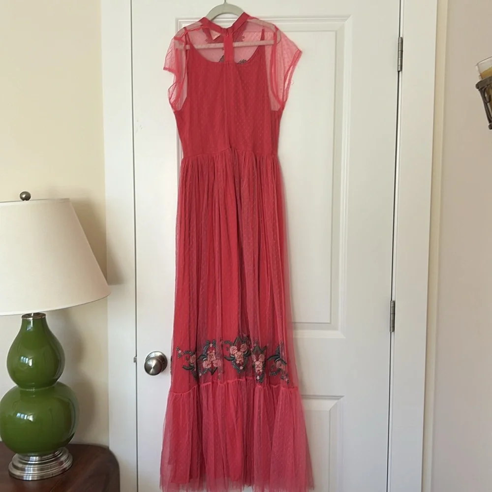 Mia Joy Girls Long Red Flower Dress - Picture 5 of 8